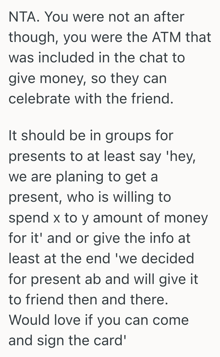 Screenshot 2025 04 03 at 12.26.40 PM Friend Group Bought A Joint Gift Without Consulting Her, But She Was Expected To Chip In Her Hard Earned Money Anyway
