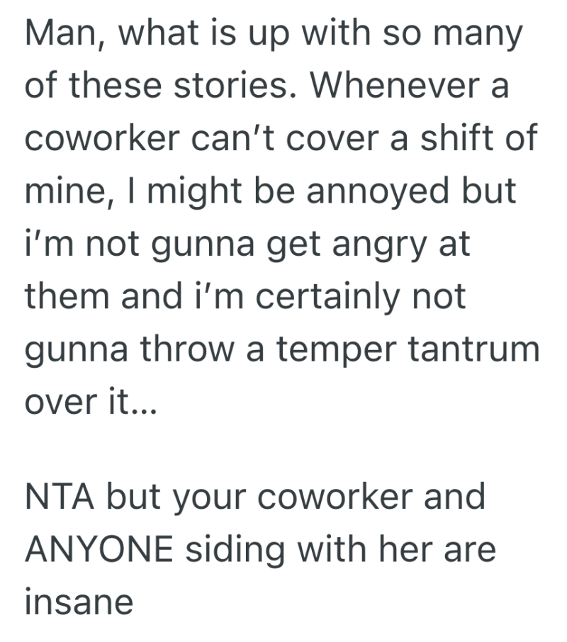Screenshot 2025 04 03 at 9.05.48 AM e1743685642494 She Refused To Cover A Shift For A Coworker Who Lies About Her, But Now Theyre Calling Her Petty