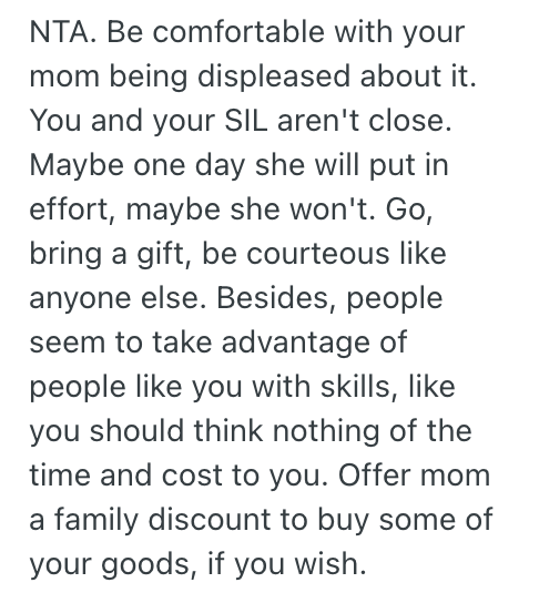 Screenshot 2025 04 06 at 1.58.58 PM Her Sister in Law Never Thanked Her For The Free Wedding Cake She Baked, So Now She Refuses To Help With Her Baby Shower