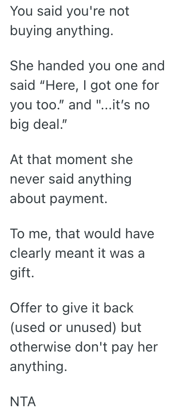 Screenshot 2025 04 10 at 10.16.00 AM Her Friend Bought Her Something Without Asking, And She Doesnt Want To Pay Her Back