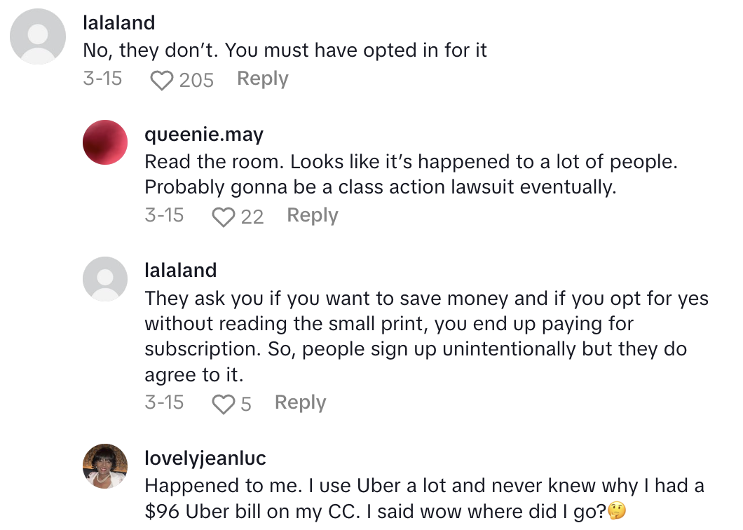 Screenshot 2025 04 13 at 12.19.12 PM Uber Customer Said People Need To Double Check What Theyre Being Charged.   I have no idea what Uber One is.