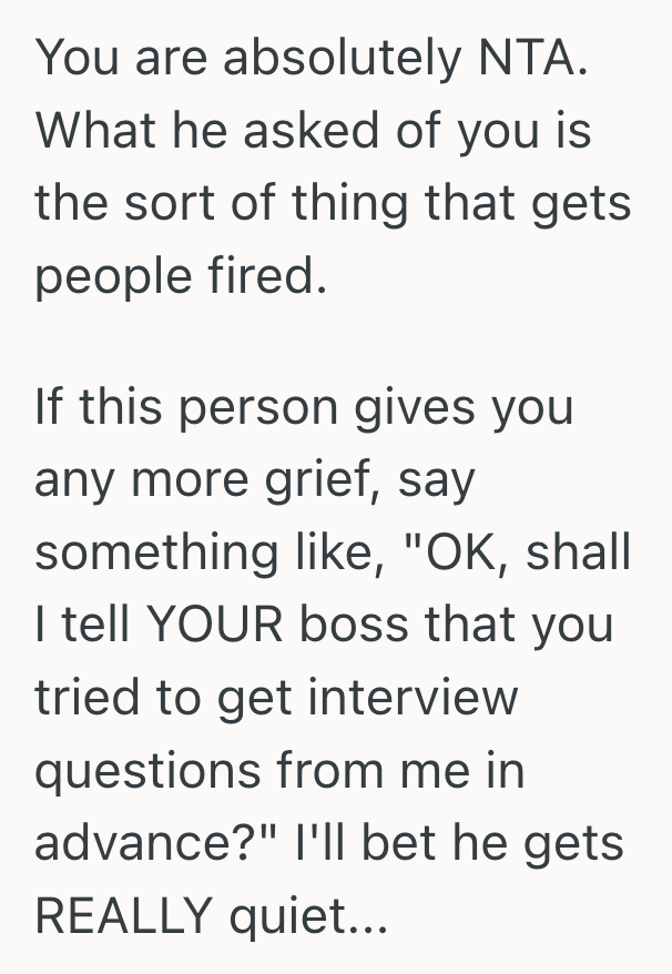 Screenshot 2025 04 13 at 7.44.02%E2%80%AFPM Friend Blamed Her For Not Leaking Interview Questions To Help Out A Connection, But She Chose Professional Integrity Over Personal Favors
