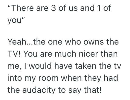 Screenshot 2025 04 14 at 11.23.11 AM Woman Shared Her TV With Her Housemates, But They Refused To Let Her Watch It Because They Were Playing Video Games. So She Put An End To Their Entitlement And Claimed What Was Rightfully Hers.
