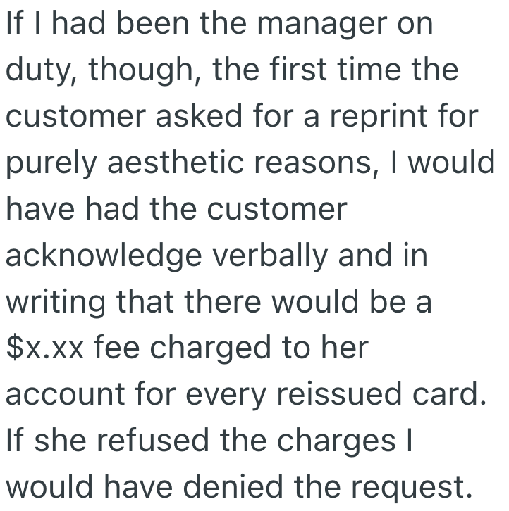 Screenshot 2025 04 16 at 1.48.28 PM A Rude Customer Insisted On Getting A New Debit Card Printed And Reprinted A Hundred Times, So This Bank Employee Found A Way To Literally Make Her Pay