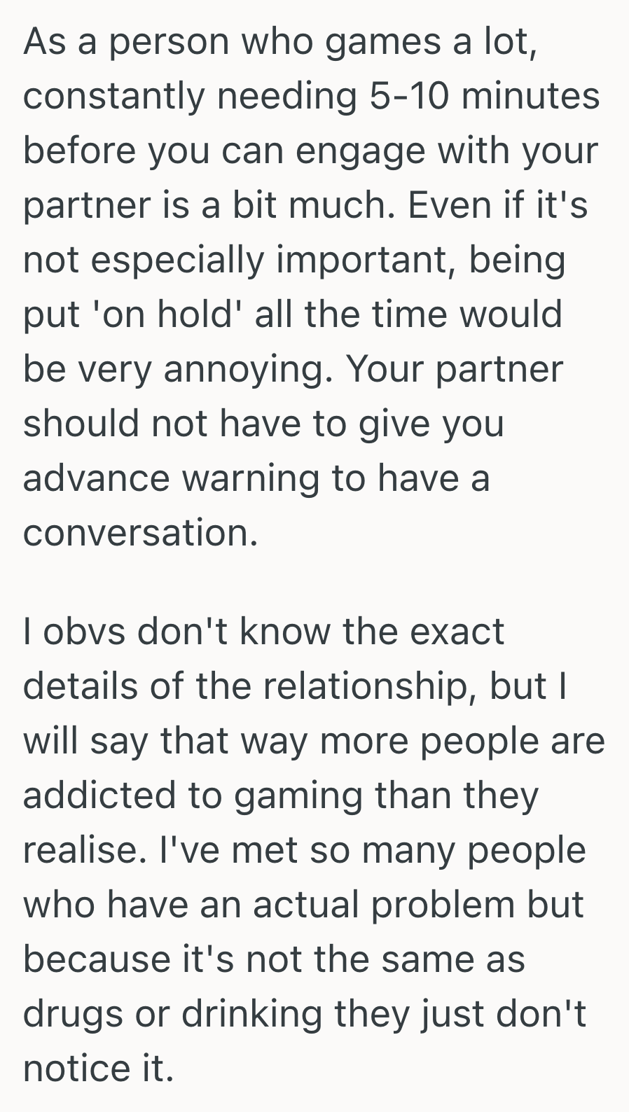 Screenshot 2025 04 16 at 12.15.01 PM He Enjoyed Gaming In His Free Time, But When He Asked To Finish His Game Before Talking To His Partner, They Felt Overlooked And Ignored