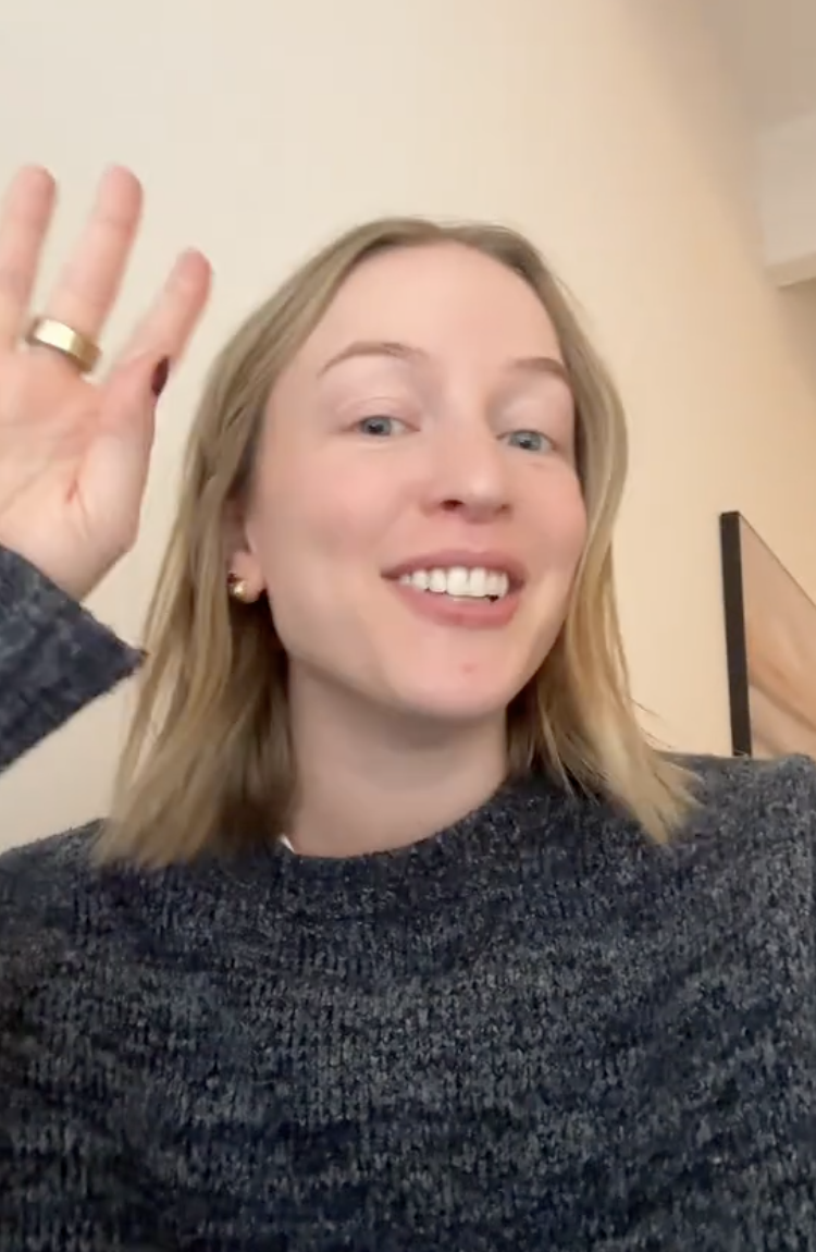 woman talking in her living room
