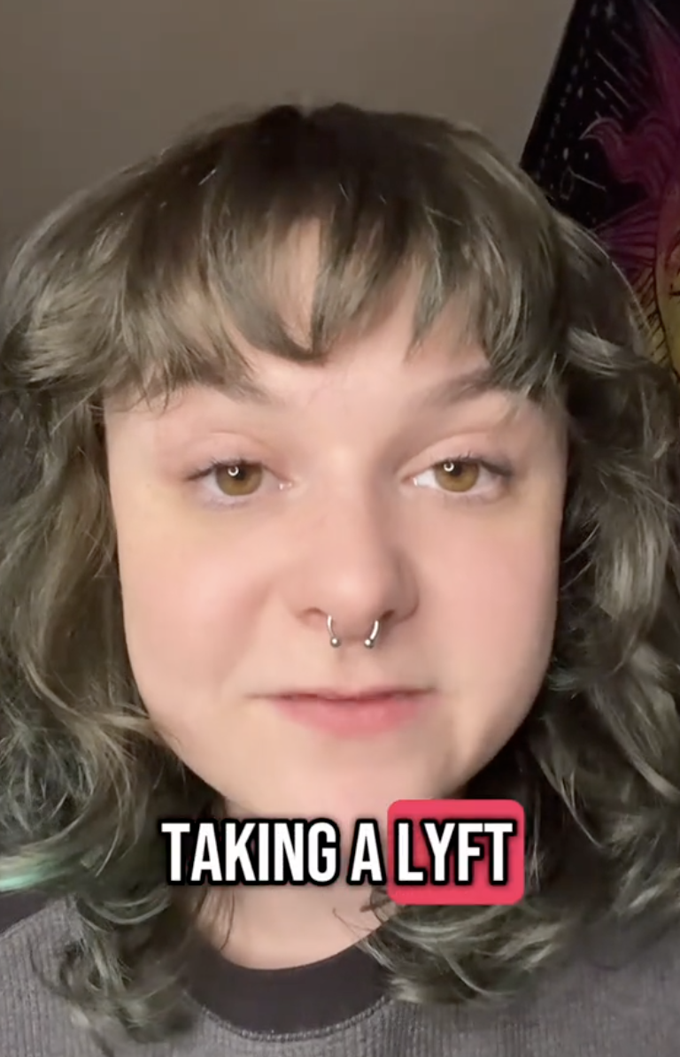 woman talking about a bad lyft ride