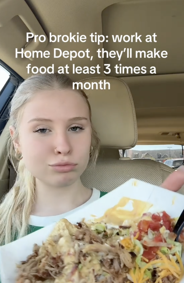 woman with food in her car