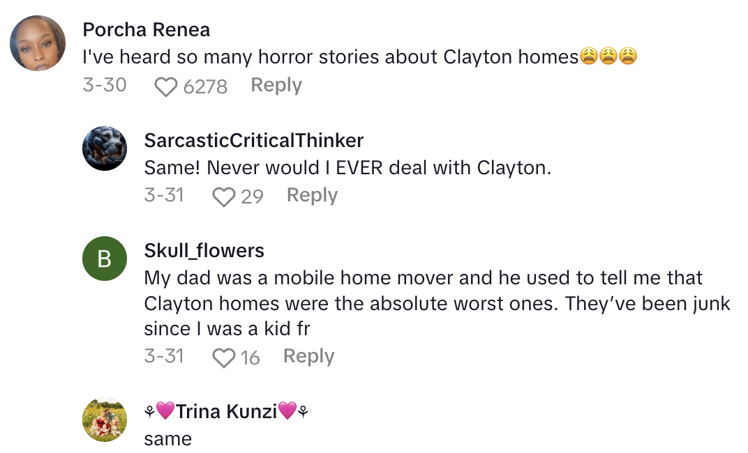 Screenshot 2025 04 17 at 5.05.35 PM This Homeowner Warned Viewers About Buying Mobile Homes From A Specific Company.   Please, please, please do not buy Clayton.