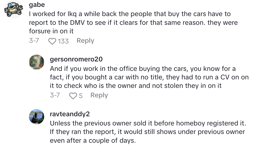 Screenshot 2025 04 19 at 7.28.14 AM Car Owner Said His Vehicle Was Stolen And Then Sold By An Auto Parts Store.   I was threatened with a trespass warning. They called the cops.