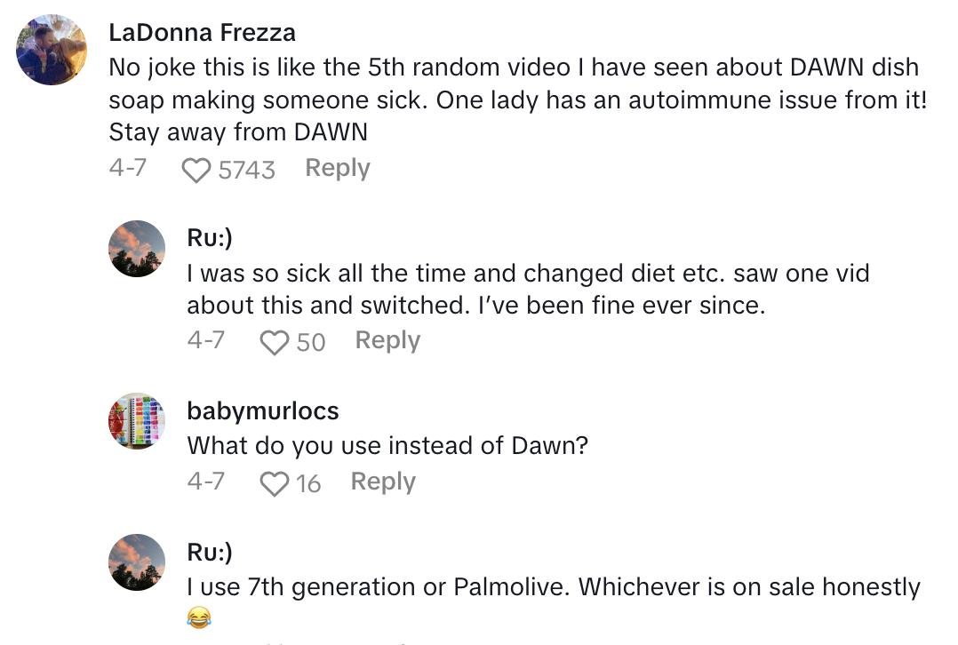 Screenshot 2025 04 19 at 7.54.42%E2%80%AFAM Daughter Said Dawn Dish Soap Caused Her Mom To Have Skin Problems.   Her symptoms were salivating at the mouth and feeling nauseous.