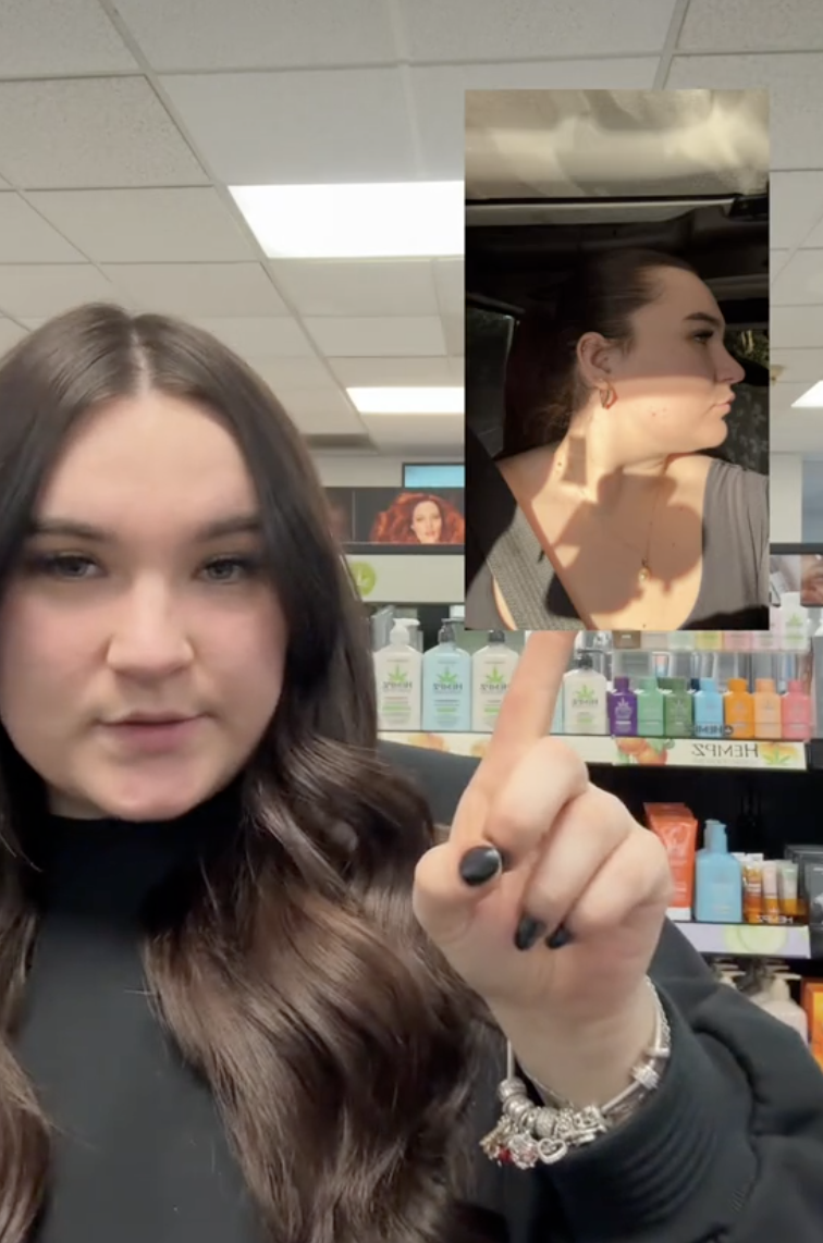 woman talking about hair care