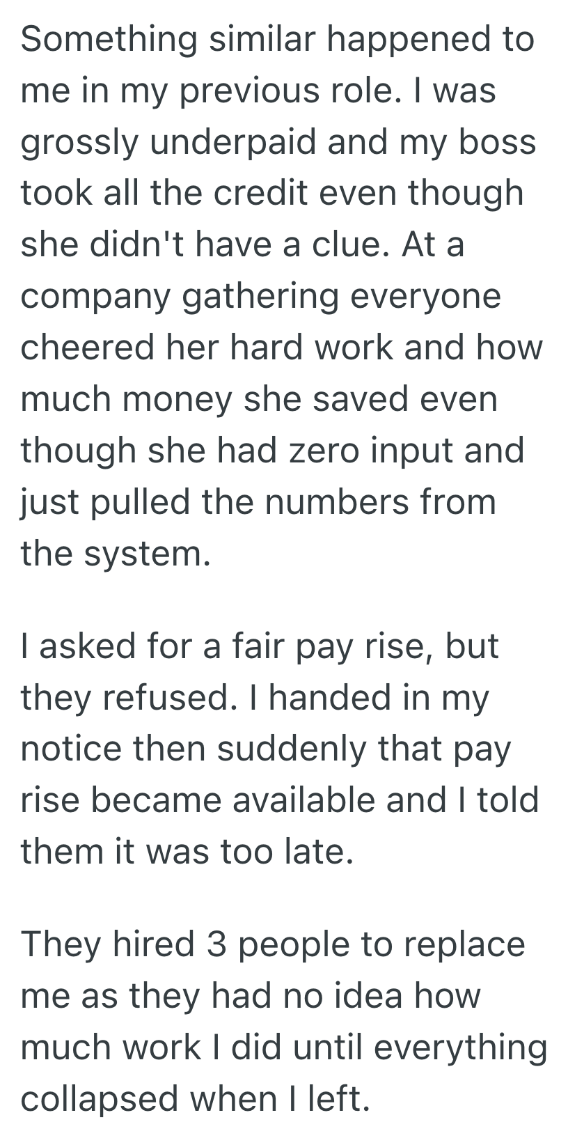 Screenshot 2025 04 23 at 12.12.41 PM One Dedicated Employee Gave Up On Picking Up Extra Unpaid Work, So Their Incompetent Boss Finally Realized How Much They’d Been Relying On Them