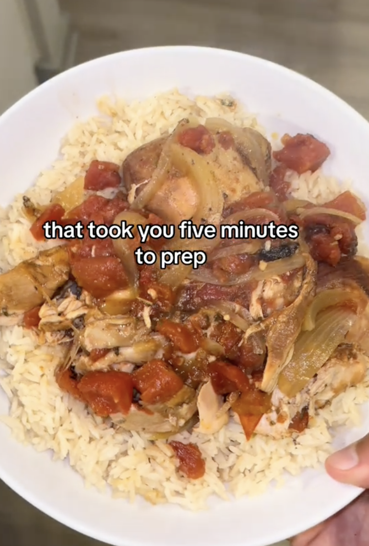 chicken and rice on a plate