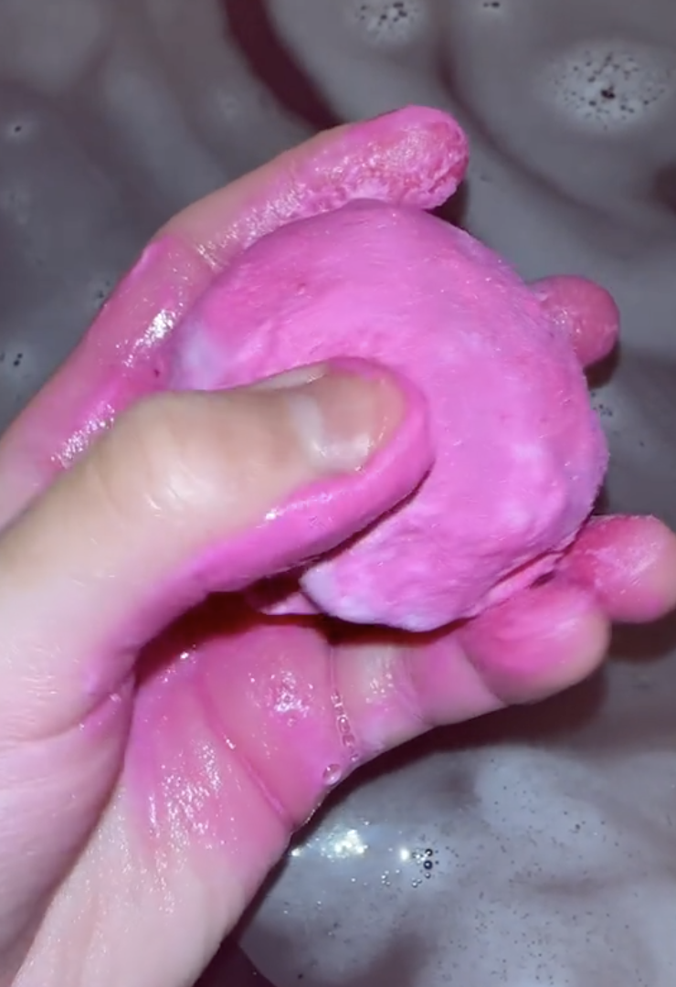 a pink bath bomb