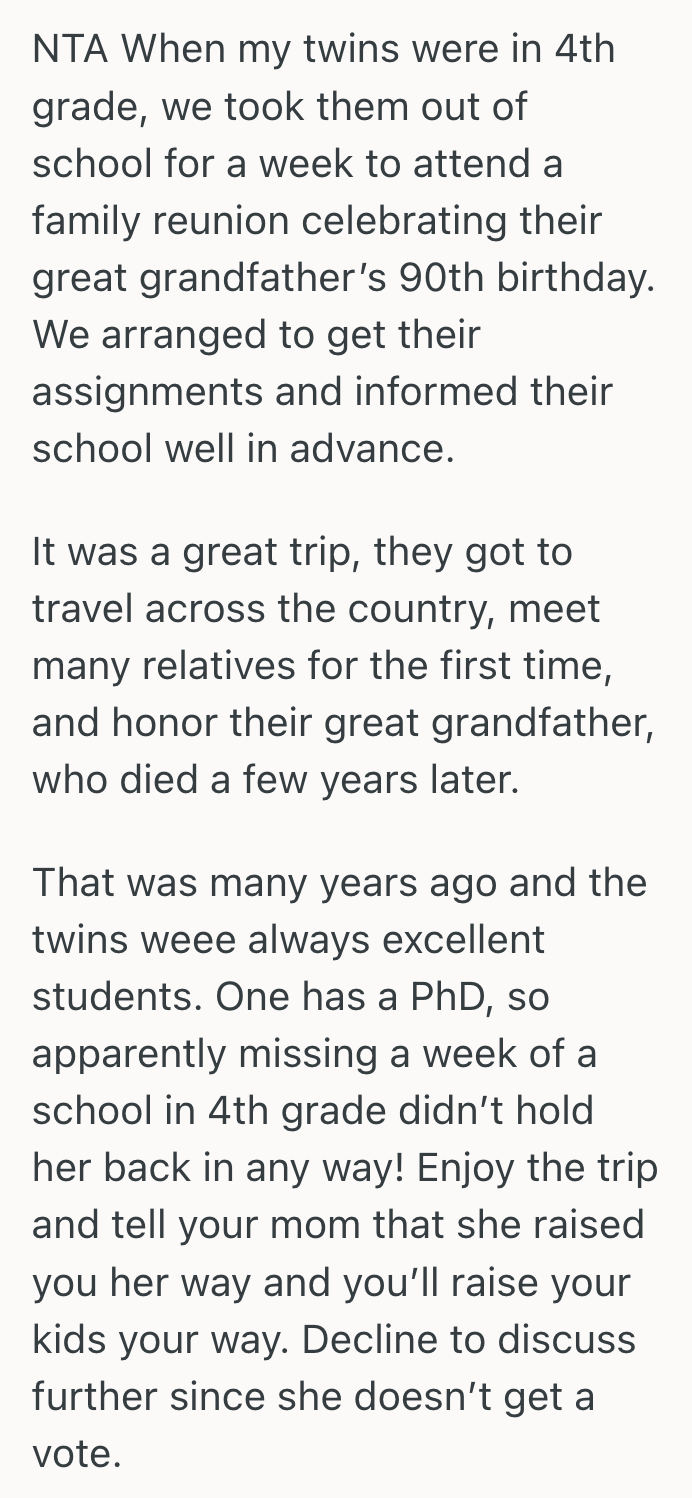 Screenshot 2025 04 25 at 11.51.14 AM Father Chose To Take His Daughter On A Family Vacation Over School Attendance, But His Mother Made Him Feel Like An Irresponsible Parent