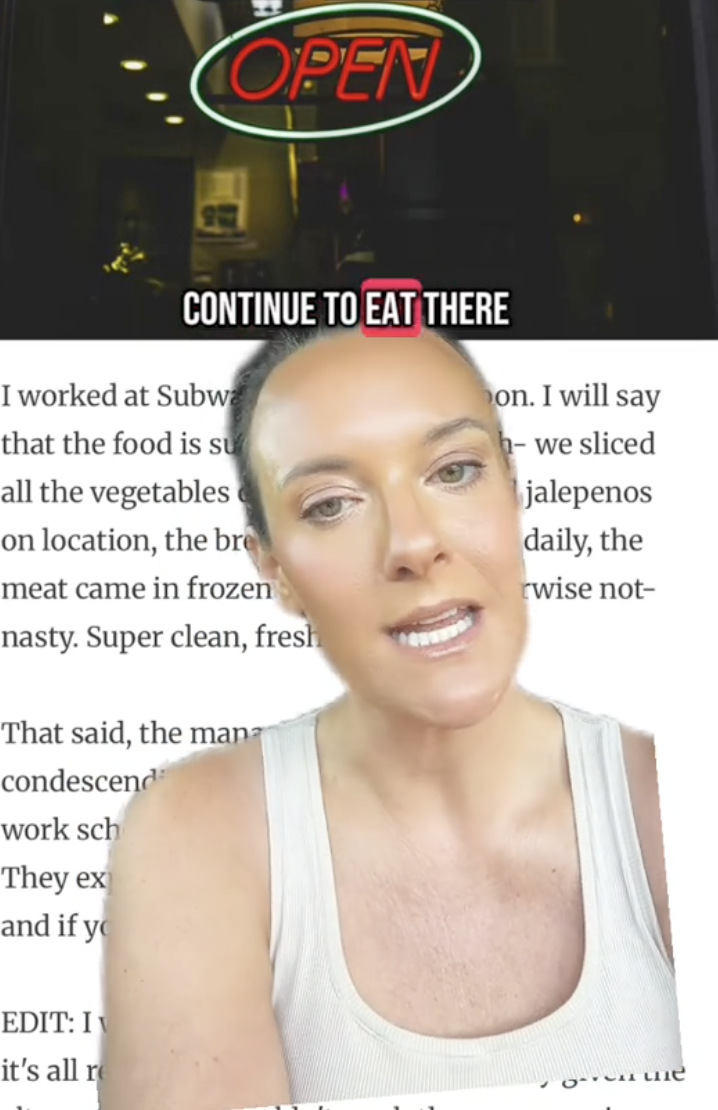 woman talking about subway