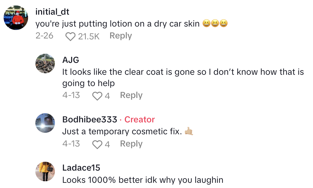 Screenshot 2025 04 26 at 3.54.26%E2%80%AFPM A Truck Owner Shared A Hack For Getting Rid Of Sun Damage On His Vehicle.   Just wipe it on after you clean the.