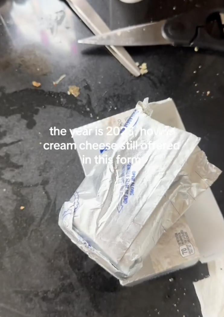 a block of cream cheese