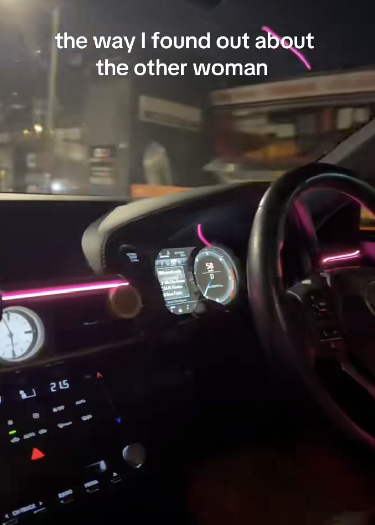 interior of a car at night