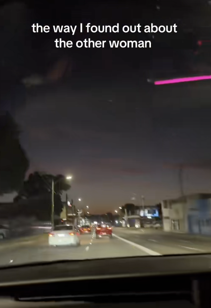 view from a car driving down the street