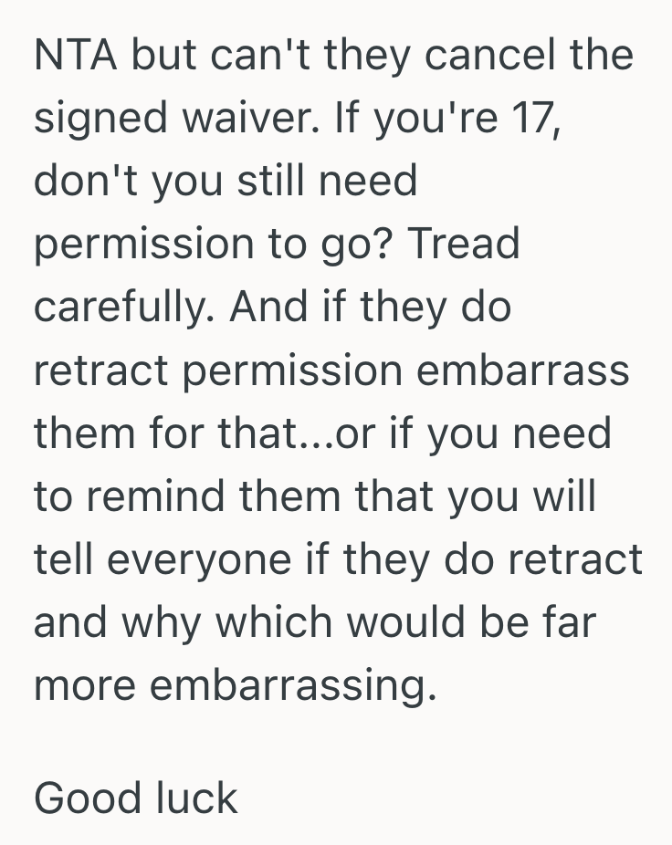 Screenshot 2025 04 28 at 12.39.20 PM Her Parents Refused To Pay For A School Trip, But She Took A Free Ticket From Her Teacher. Now Theyre Accused Her Of Making Them Look Bad.