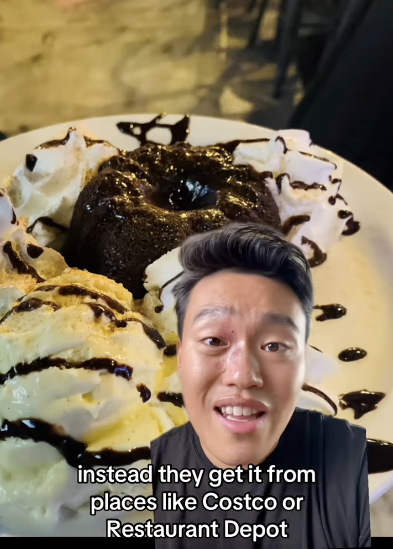 man with a dessert in the background