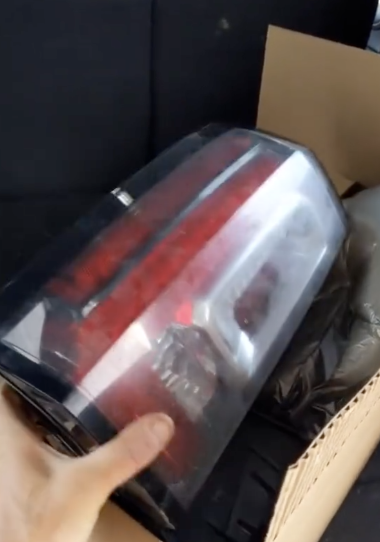 a car tail light in a box