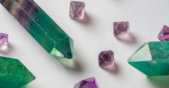 Purple and green semi-precious stones