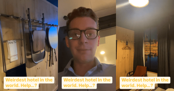 Nathan Weaver in his "weird" hotel room