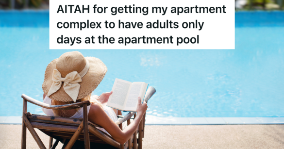 woman in sunhat reading book next to a swimming pool