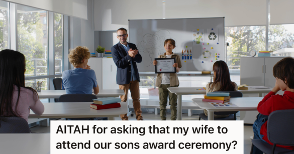 student getting an award in a classroom