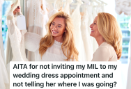 Woman Goes Wedding Dress Shopping With Her Mom And Best Friend, But Her Future Mother-In-Law Thinks She Should’ve Been Invited Too