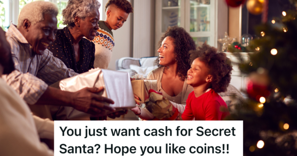 family exchanging Christmas presents