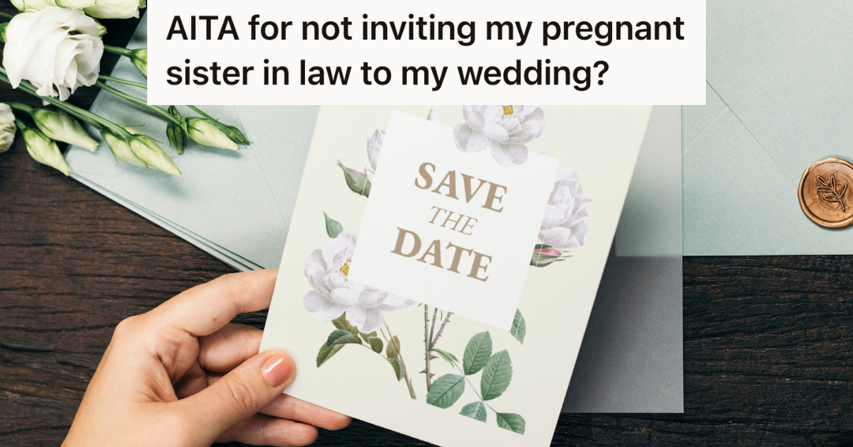 woman's hand holding a card that reads "save the date"