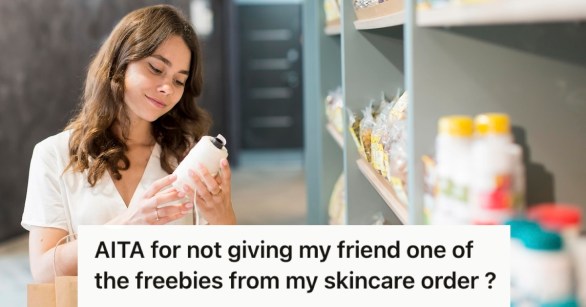Woman shopping for skincare products and holding an item