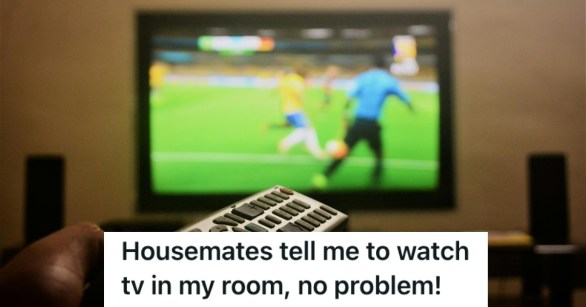 Person watching sports on the TV while and holding the remote control