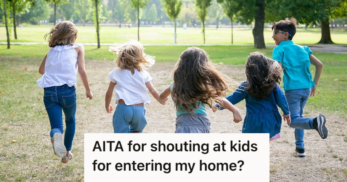 Man Yelled At And Chased Some Kids Who Tried To Open His Front Door, But His Partner Didnt Approve Of His Reaction Five children running on the yard
