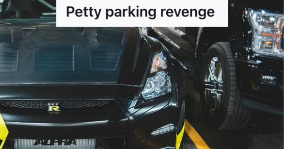 Two vehicles parked side by side and very close to each other