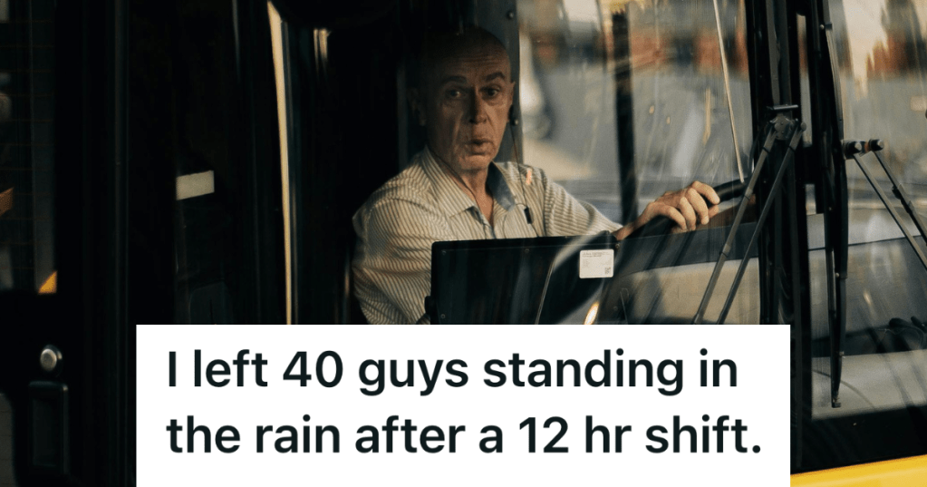 bus driver looking through bus windows