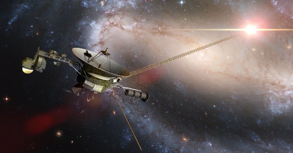 Voyager probe in front of milky way