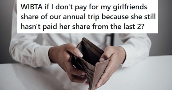 Man holding empty wallet