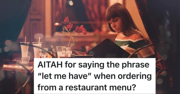 woman reading a menu at a restaurant