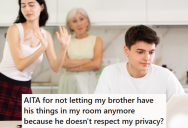 Her Older Brother Moved Back Home And Started Encroaching On Her Personal Space, So She Threw All His Stuff Out Of Her Area