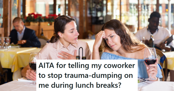 Two woman talking, one annoyed