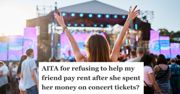 excited woman at an outdoor concert