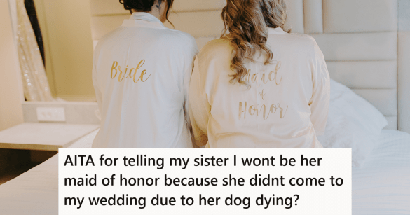 two women sitting together in bride and maid of honor robes