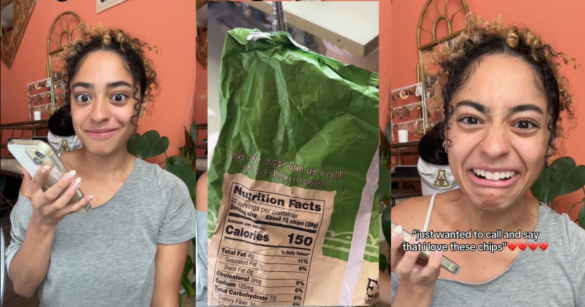 Carmen Mejia calling the Vickie's Chip company.