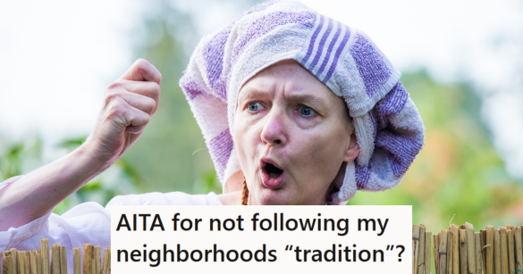 Woman with towel on head yelling