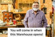 New Management Took Over This Warehouse And They Demanded Punctuality, So One Old Timer Complied Even Though He Had Been Coming In Early For Years